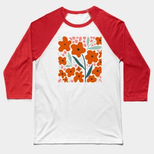 Abstract Poppy Flowers Baseball T-Shirt